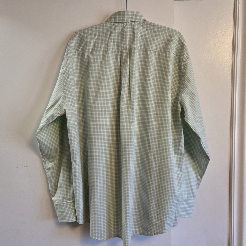 PETER MILLAR MASTERS Golf Mens Button Front Dress Shirt Green/White Check XXL - Picture 4 of 6